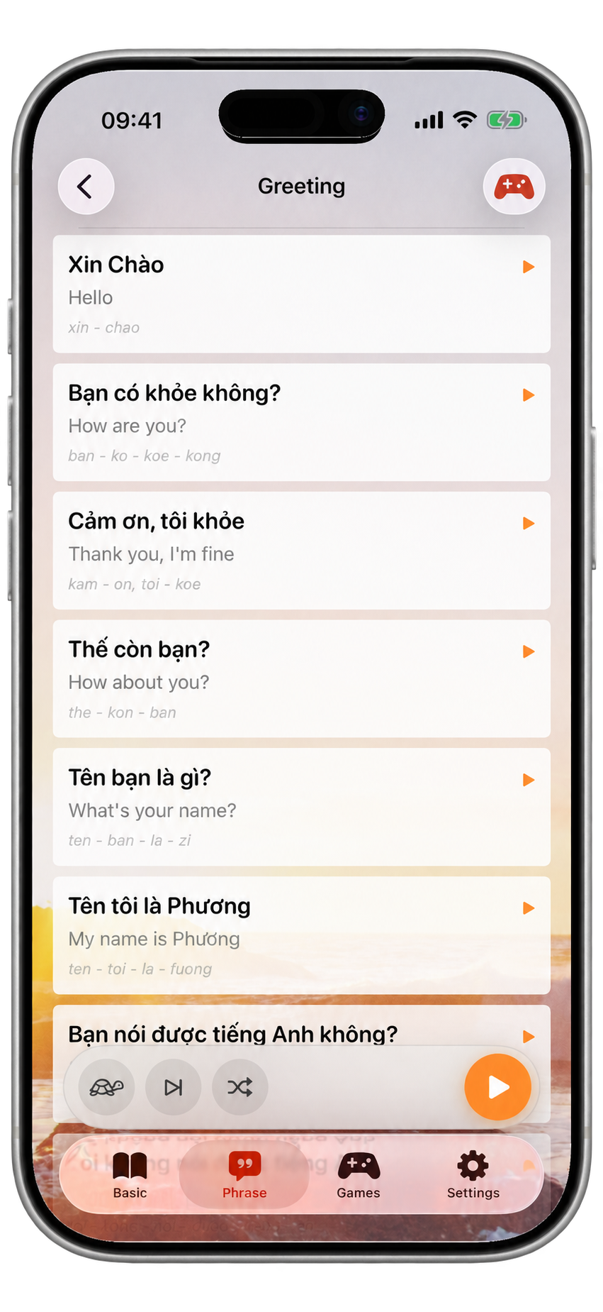 Vietnamese greeting phrases with English translations and pronunciation guides